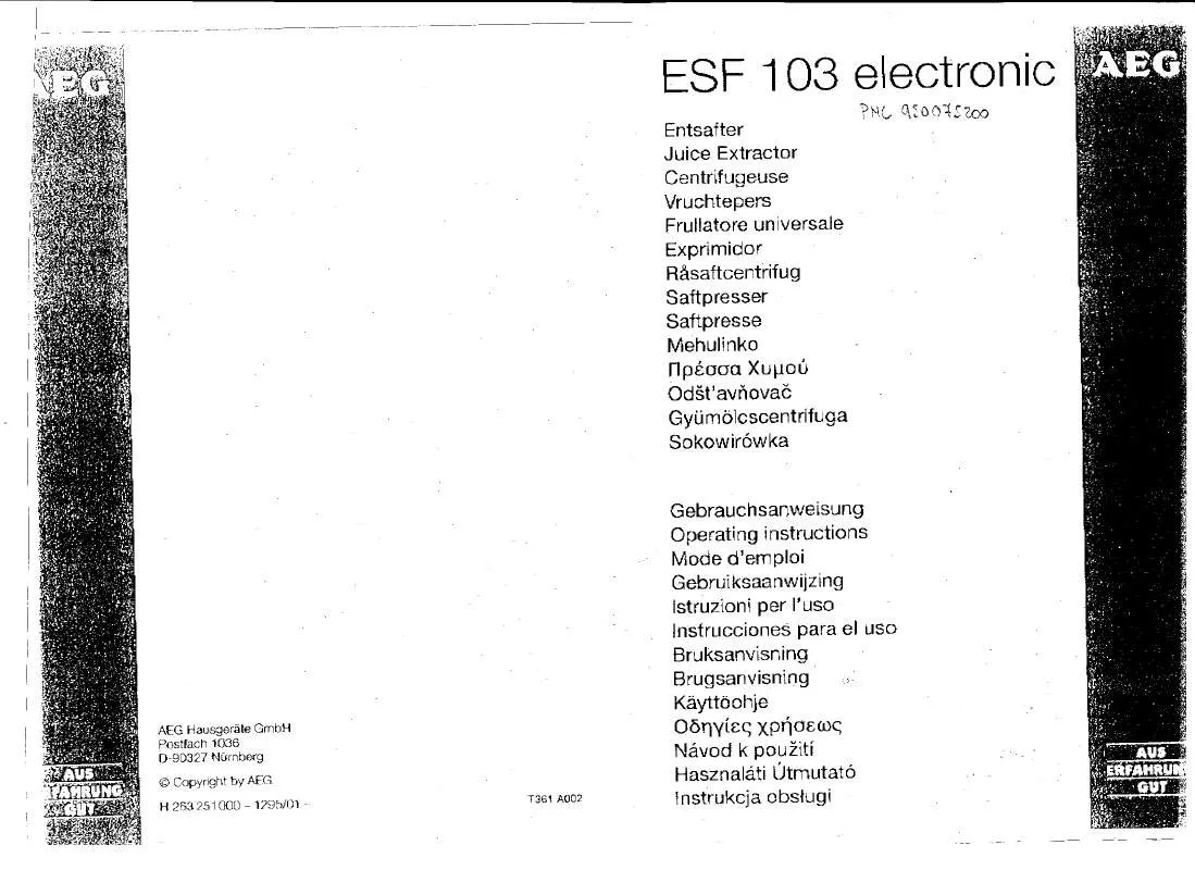 Mode d'emploi AEG-ELECTROLUX EFC9542U