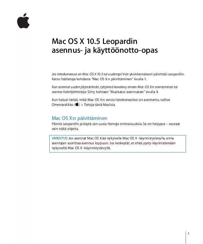 Mode d'emploi APPLE MAC OS X 10.5 LEOPARD