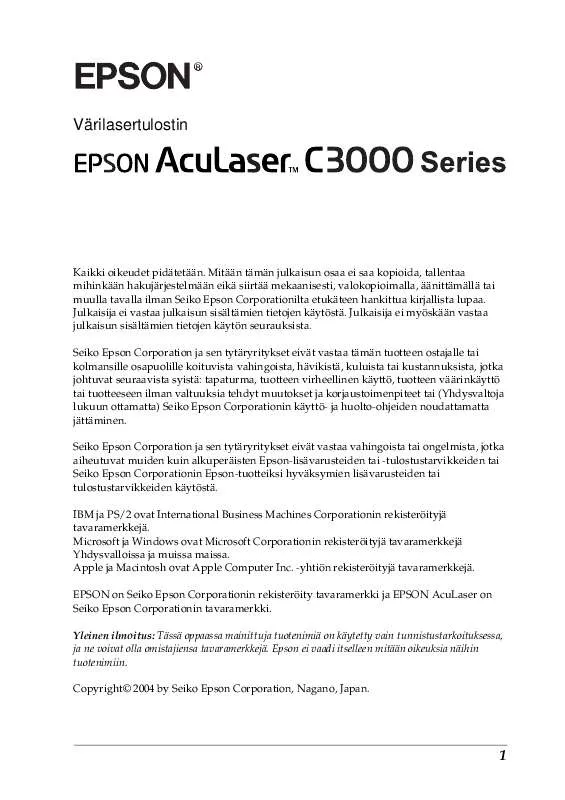 Mode d'emploi EPSON ACULASER C3000