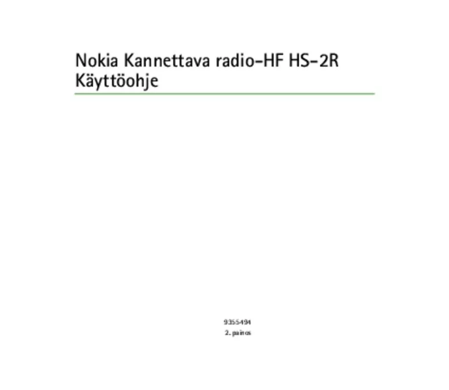 Mode d'emploi NOKIA RADIO HEADSET HS 2R