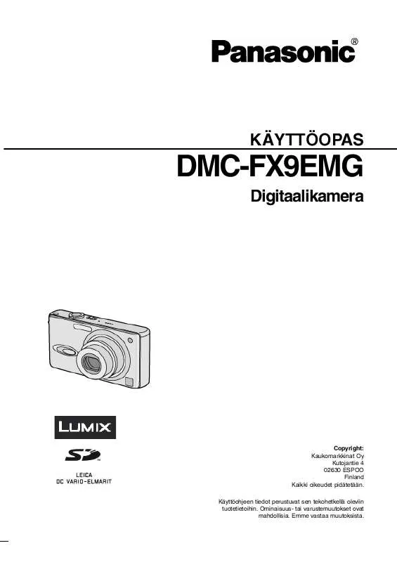 Mode d'emploi PANASONIC LUMIX DMC-FX9EGM