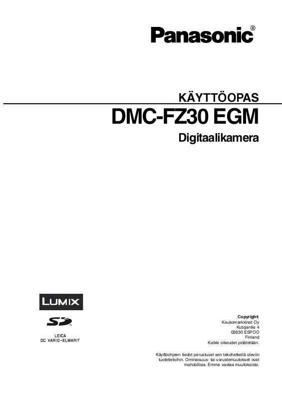 Mode d'emploi PANASONIC LUMIX DMC-FZ30EGM