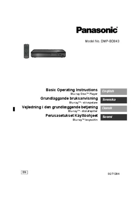 Mode d'emploi PANASONIC DMP-BD843EG
