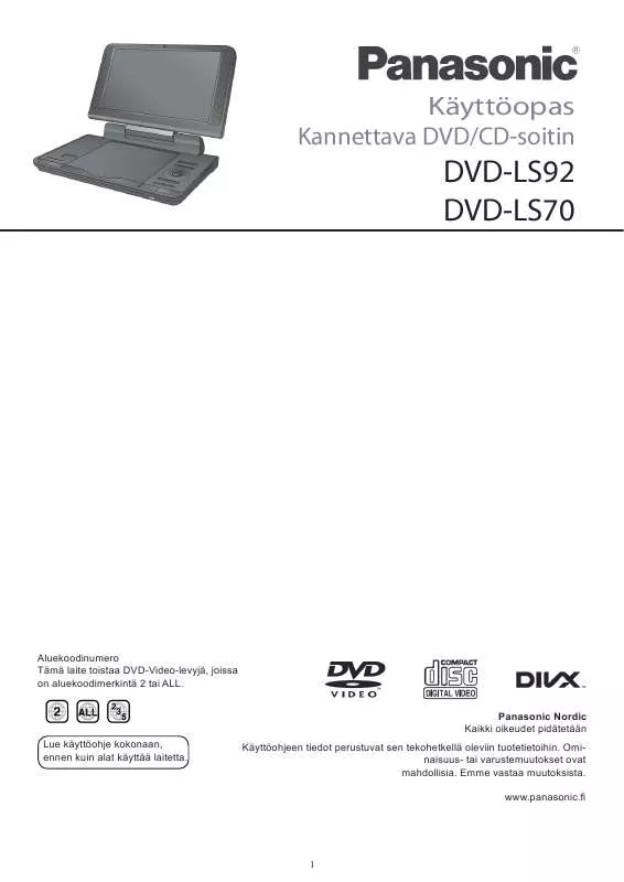 Mode d'emploi PANASONIC DVD-LS92EG