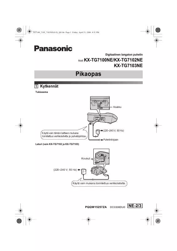 Mode d'emploi PANASONIC KX-TG7102NE
