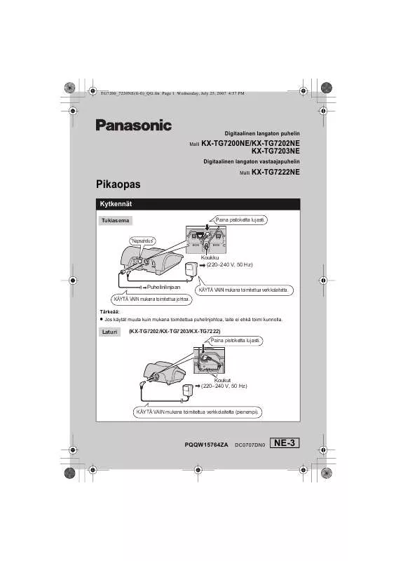 Mode d'emploi PANASONIC KX-TG7200NE