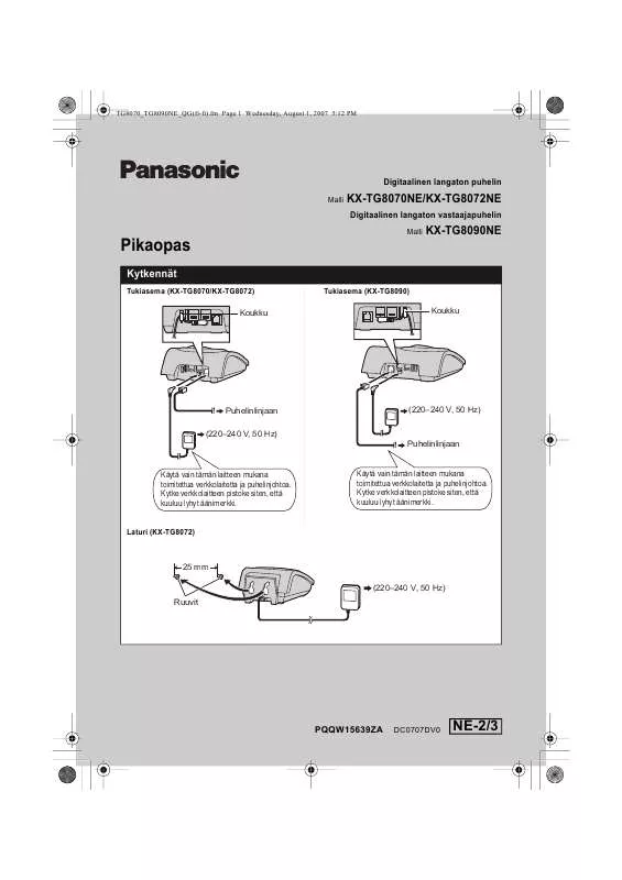 Mode d'emploi PANASONIC KX-TG8072NE