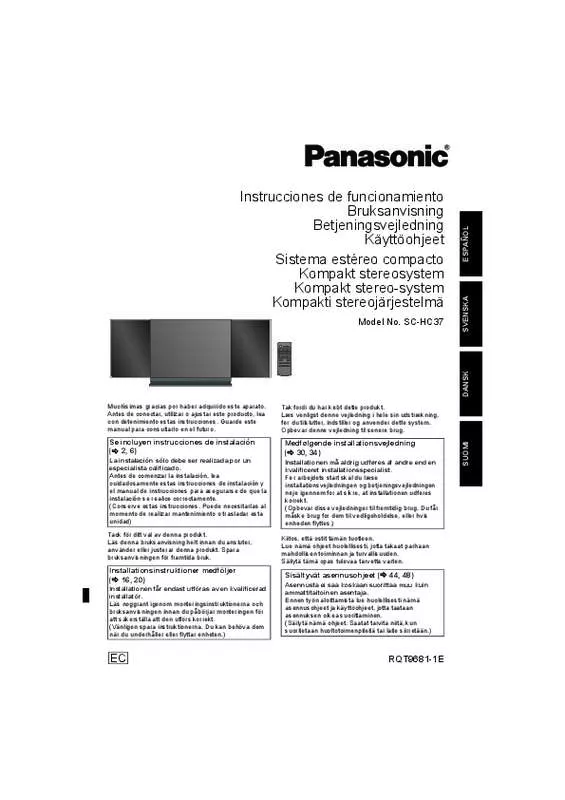 Mode d'emploi PANASONIC SC-HC37EC