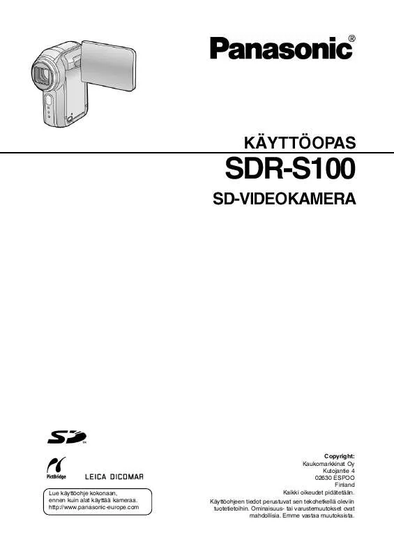 Mode d'emploi PANASONIC SDR-S100E