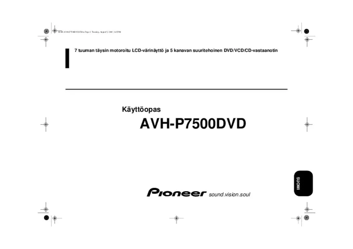 Mode d'emploi PIONEER AVH-P7500DVD