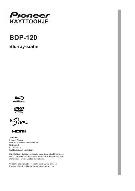 Mode d'emploi PIONEER BDP-120