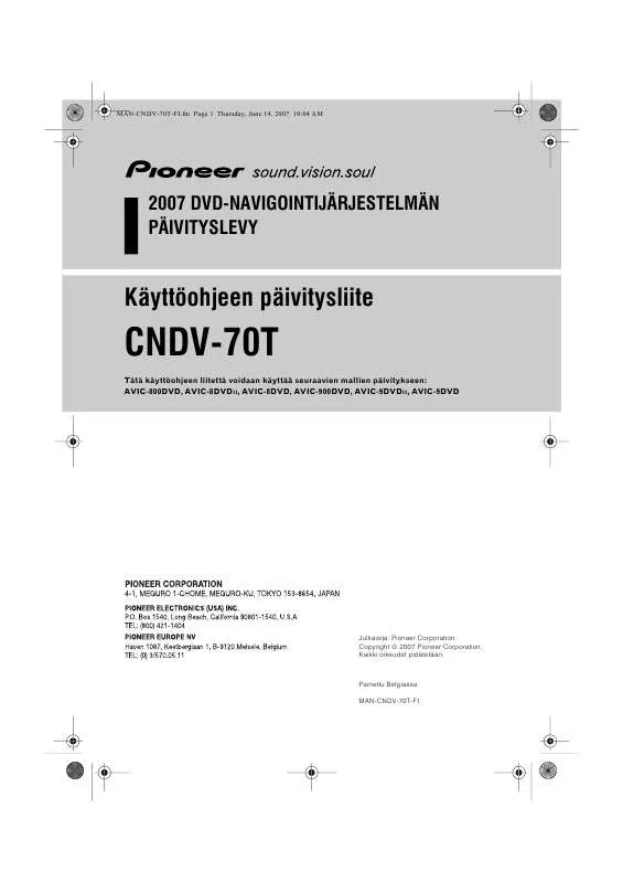 Mode d'emploi PIONEER CNDV-70T