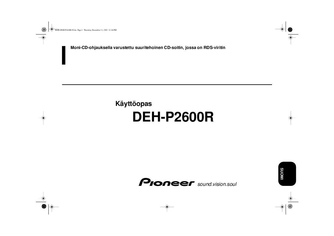 Mode d'emploi PIONEER DEH-P2600R
