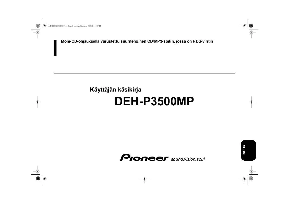 Mode d'emploi PIONEER DEH-P3500MP