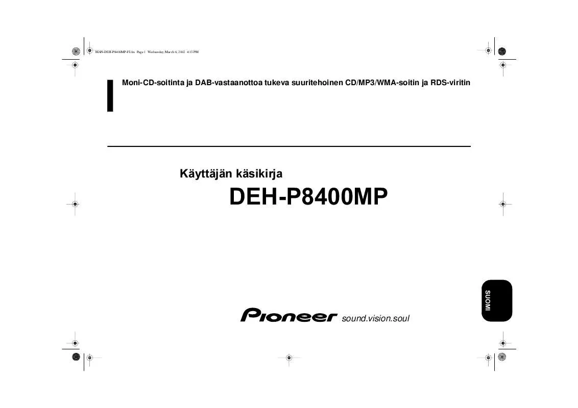 Mode d'emploi PIONEER DEH-P8400MP