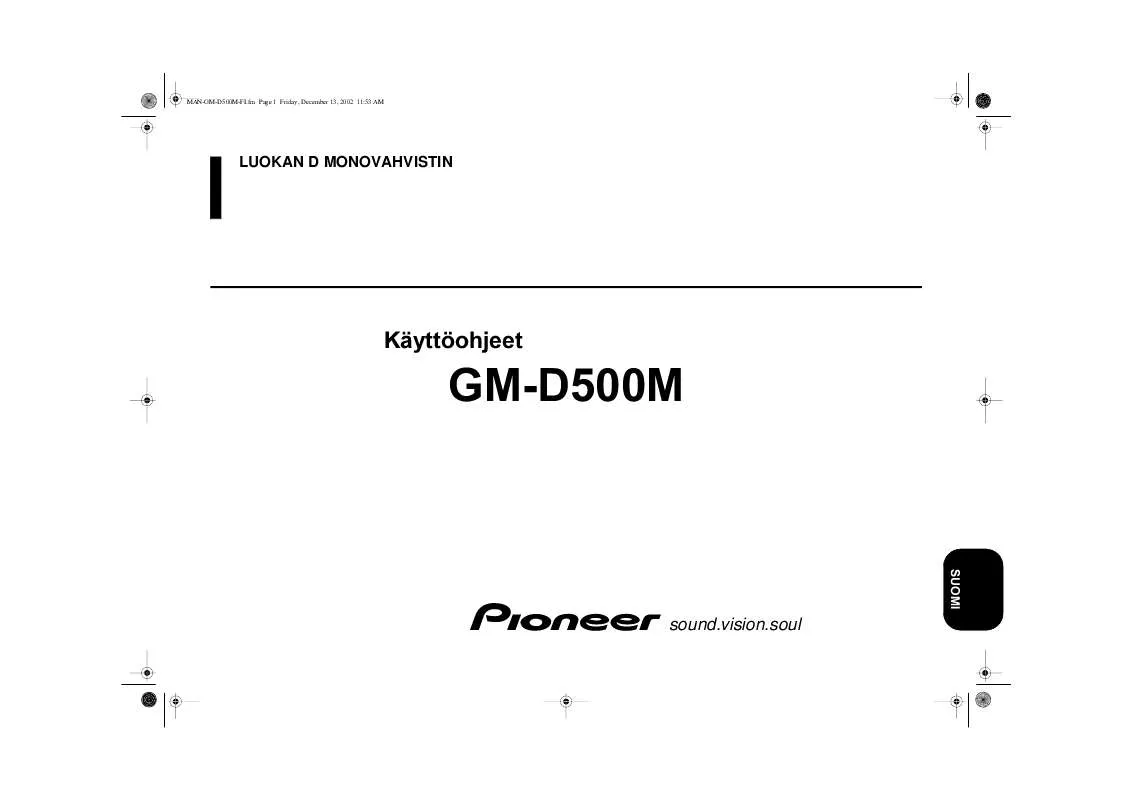 Mode d'emploi PIONEER GM-D500M