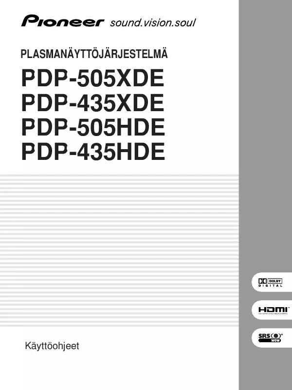 Mode d'emploi PIONEER PDP-505XDE