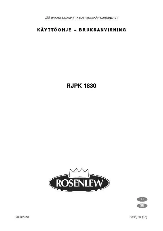 Mode d'emploi ROSENLEW RJPK1830