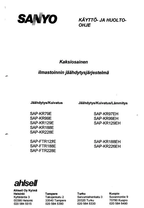 Mode d'emploi SANYO SAP-KR129EH