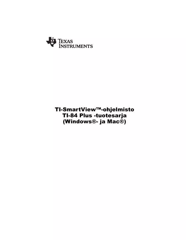 Mode d'emploi TEXAS INSTRUMENTS TI-SMARTVIEW FOR TI-84 PLUS
