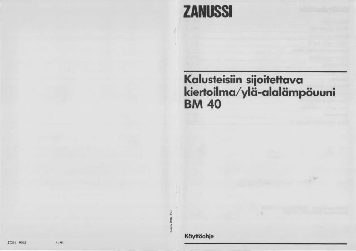 Mode d'emploi ZANUSSI BM40