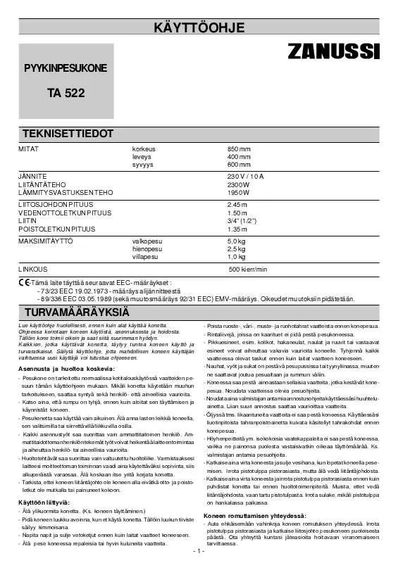 Mode d'emploi ZANUSSI TA522