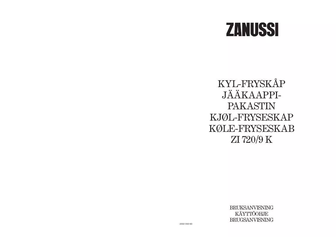 Mode d'emploi ZANUSSI ZI720/9 K