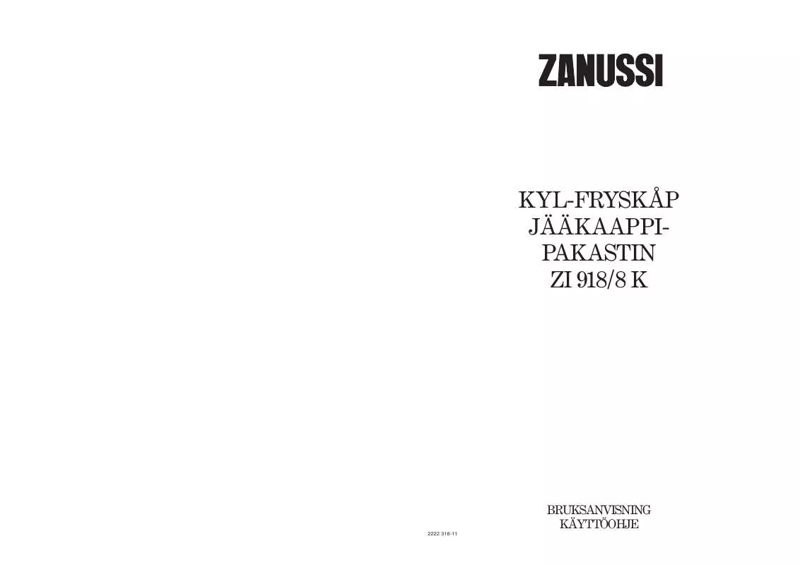 Mode d'emploi ZANUSSI ZI918/8K