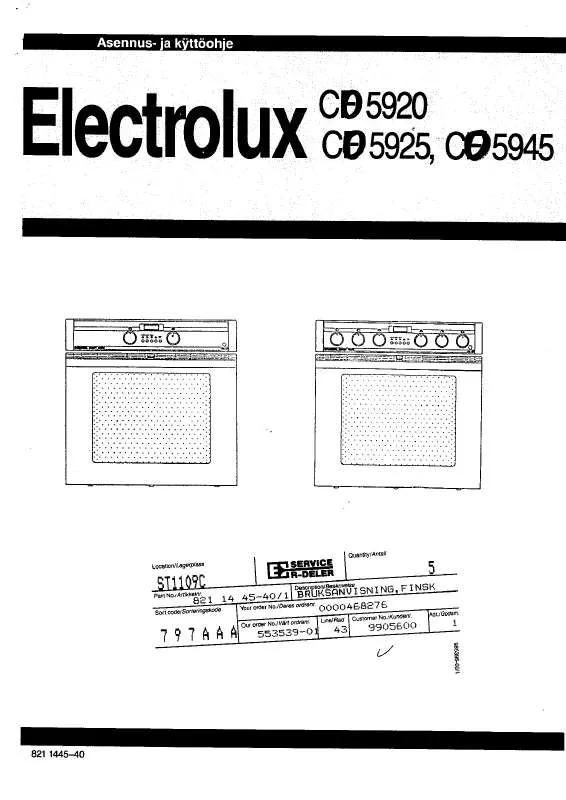 Mode d'emploi AEG-ELECTROLUX CO5925