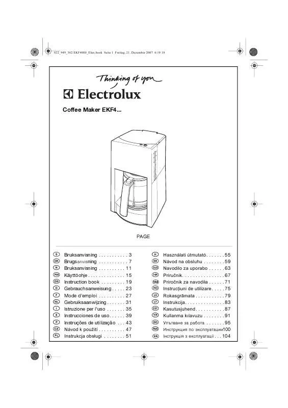 Mode d'emploi AEG-ELECTROLUX EKF4000