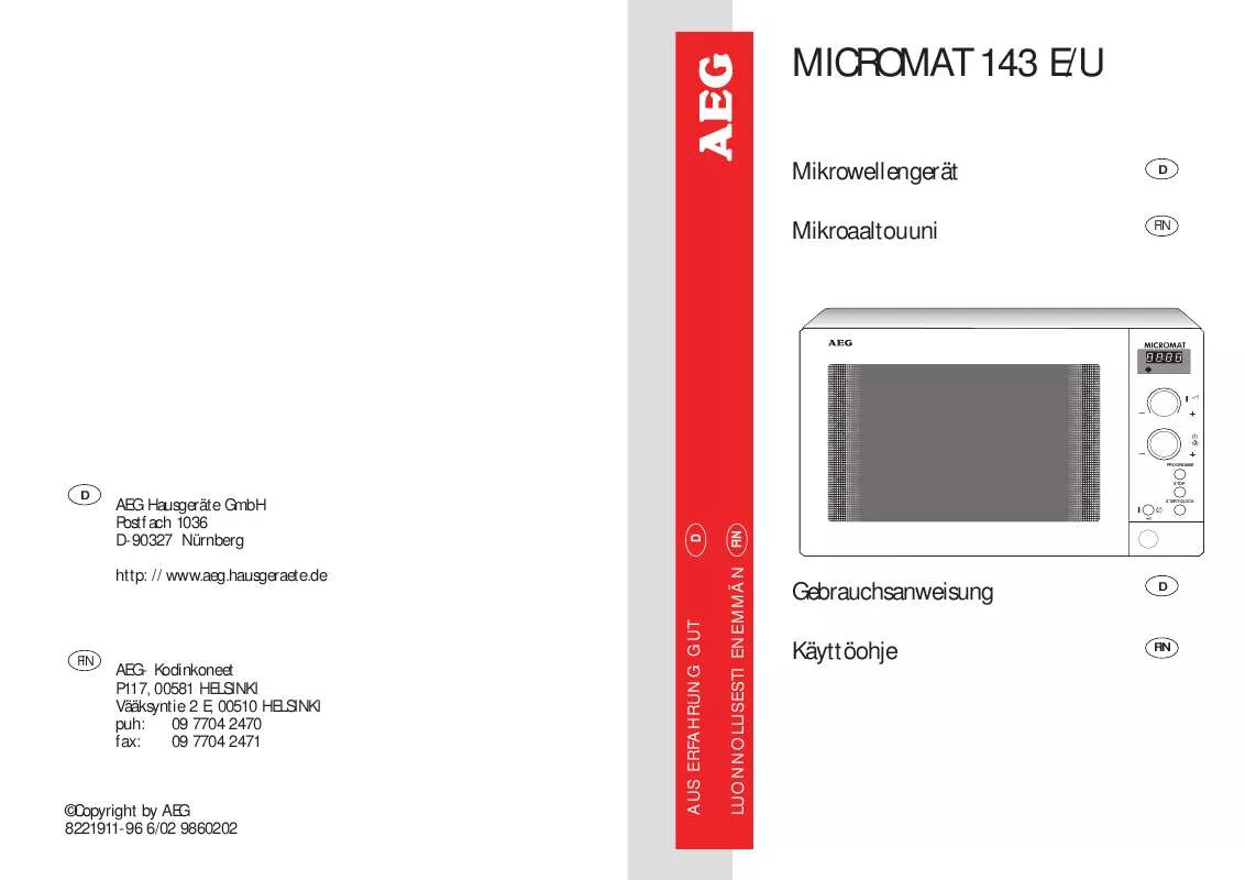 Mode d'emploi AEG-ELECTROLUX MC143EUM