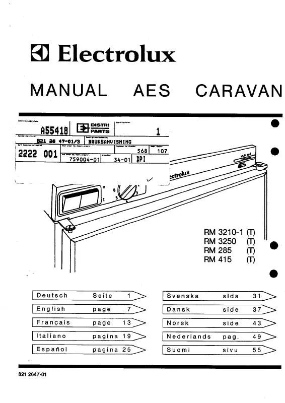 Mode d'emploi AEG-ELECTROLUX RM3250