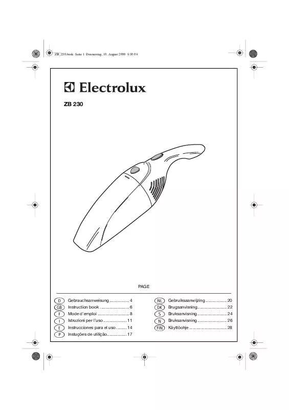 Mode d'emploi AEG-ELECTROLUX ZB 230 MOVIE 2000