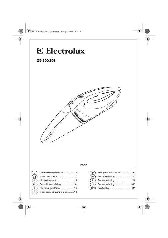 Mode d'emploi AEG-ELECTROLUX ZB250