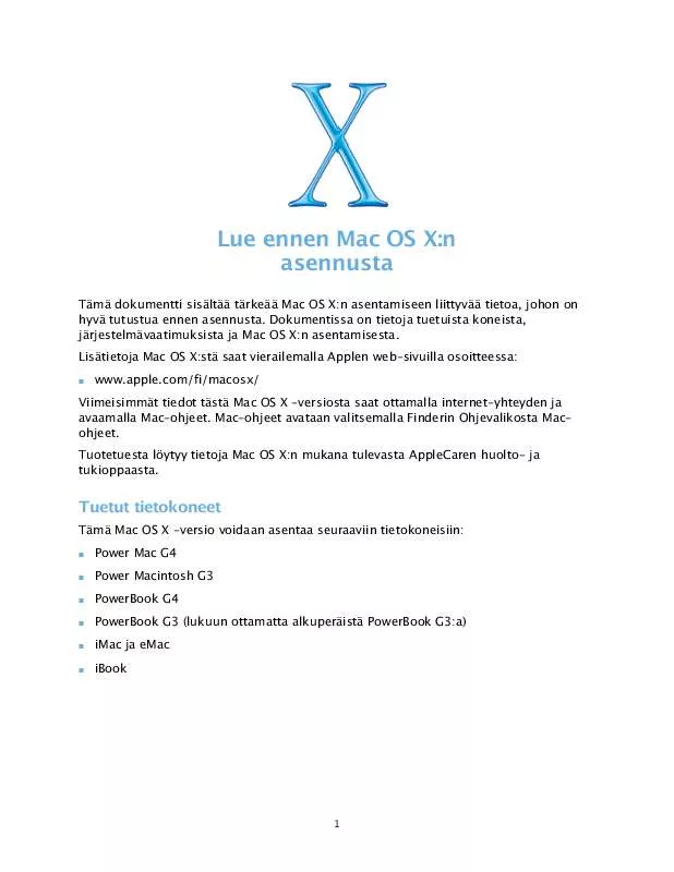 Mode d'emploi APPLE MAC OS X