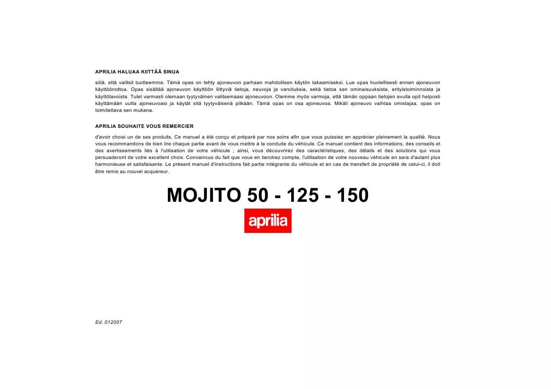 Mode d'emploi APRILIA MOJITO 150