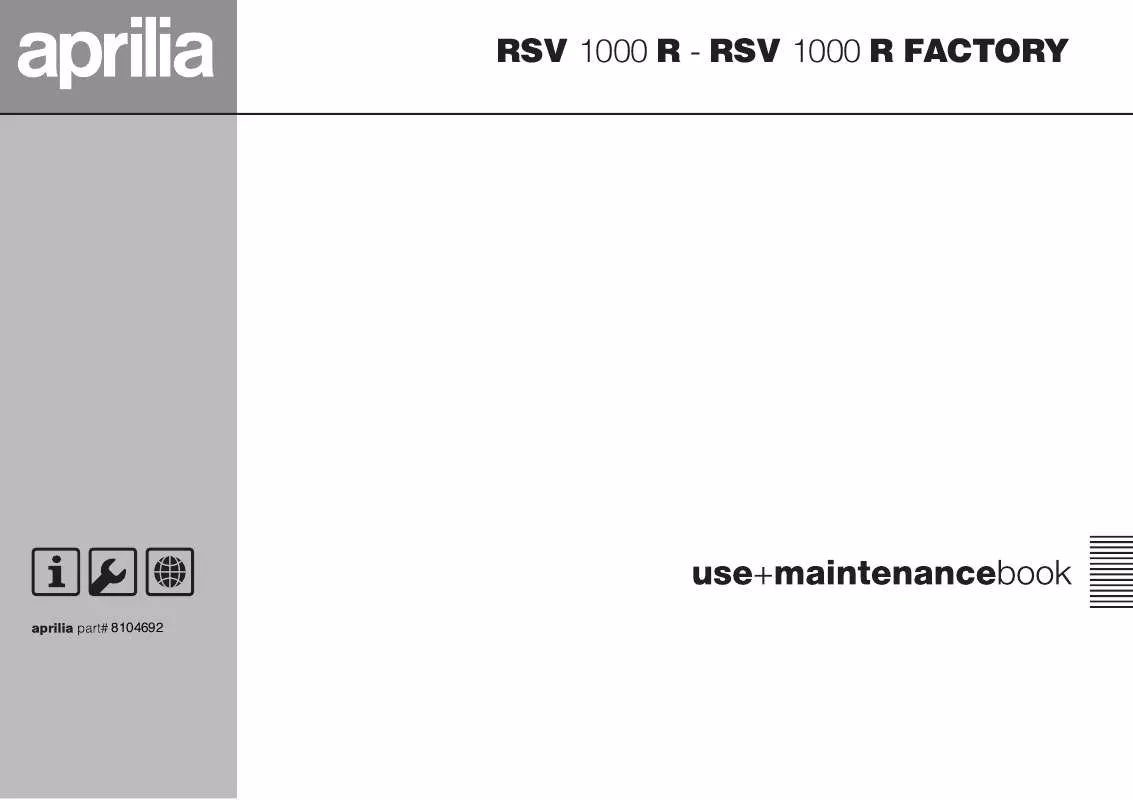 Mode d'emploi APRILIA RSV 1000R FACTORY