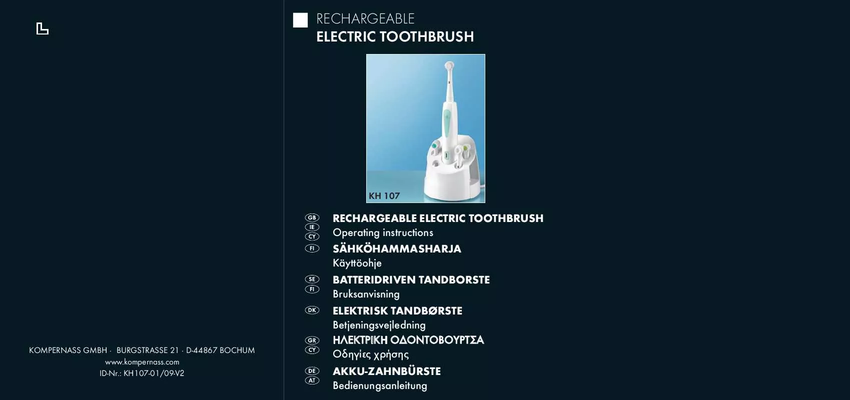 Mode d'emploi BALANCE KH 107 RECHARGEABLE ELECTRIC TOOTHBRUSH