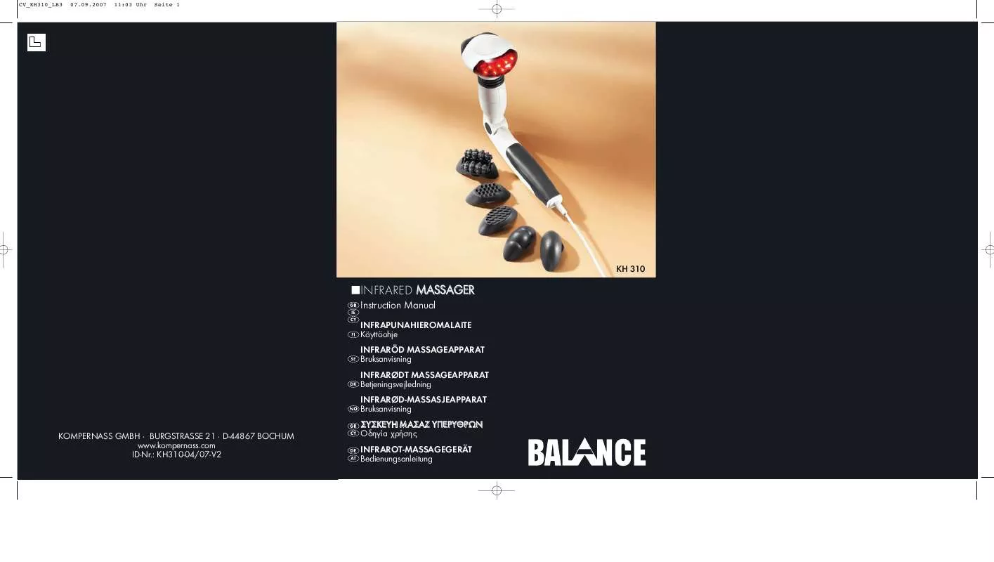 Mode d'emploi BALANCE KH 310 INFRARED MASSAGER