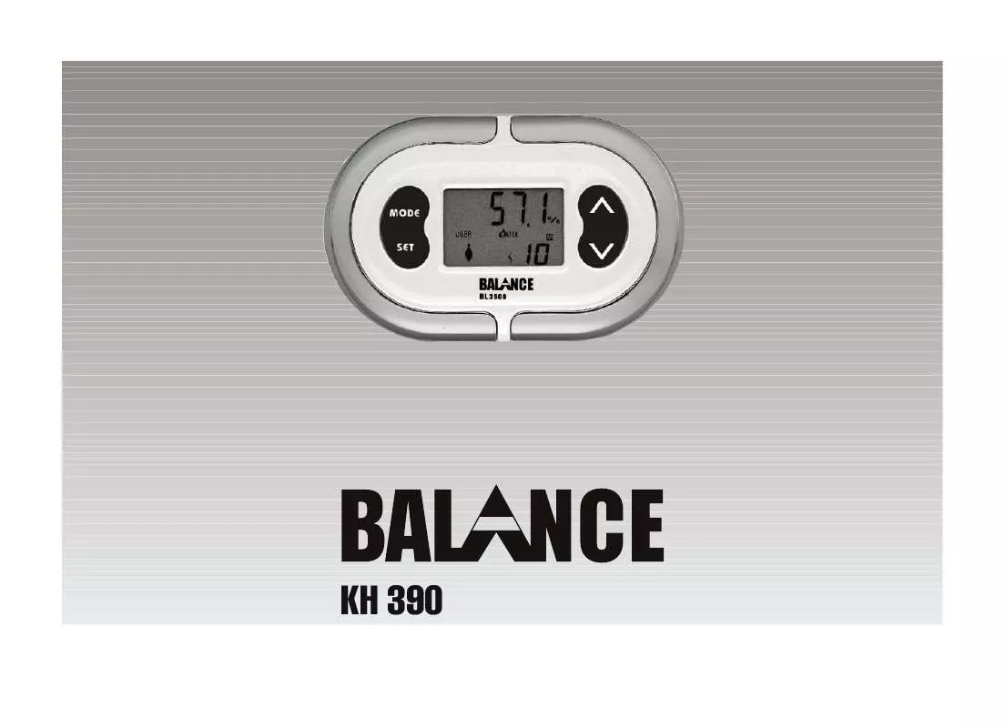 Mode d'emploi BALANCE KH 390 BODY FAT AND WATER LEVEL ANALYZER