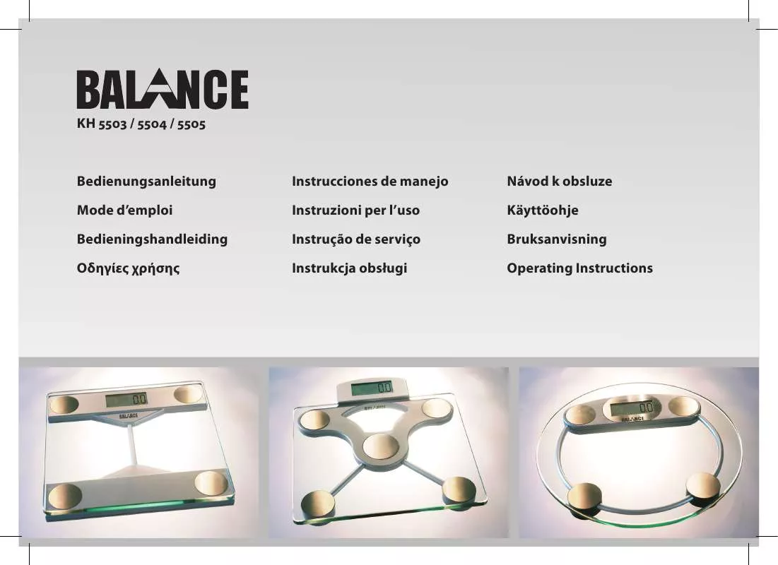 Mode d'emploi BALANCE KH 5503 / 5504 / 5505 DIGITAL GLASS SCALES