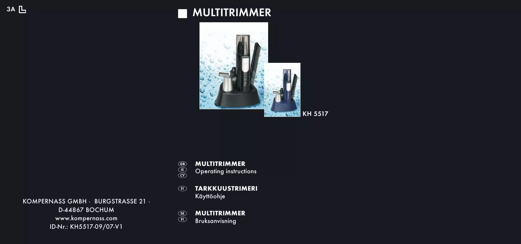 Mode d'emploi BALANCE KH 5517 MULTITRIMMER