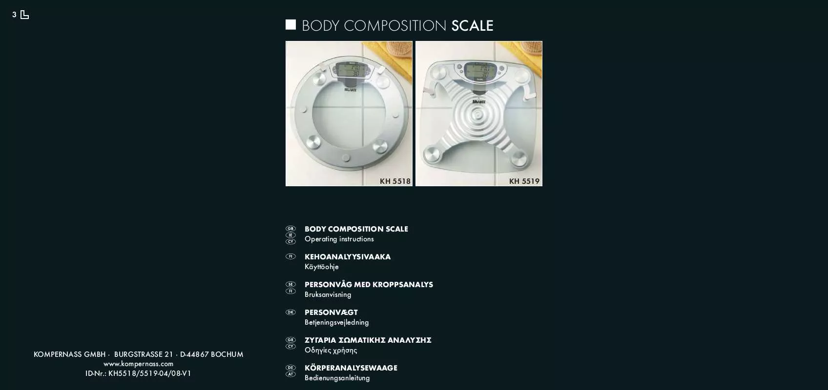 Mode d'emploi BALANCE KH 5518 / 5519 BODY COMPOSITION SCALE