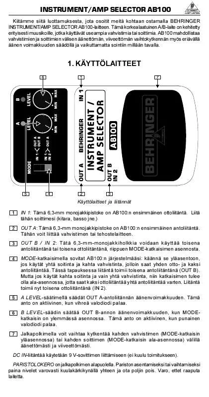 Mode d'emploi BEHRINGER AB100