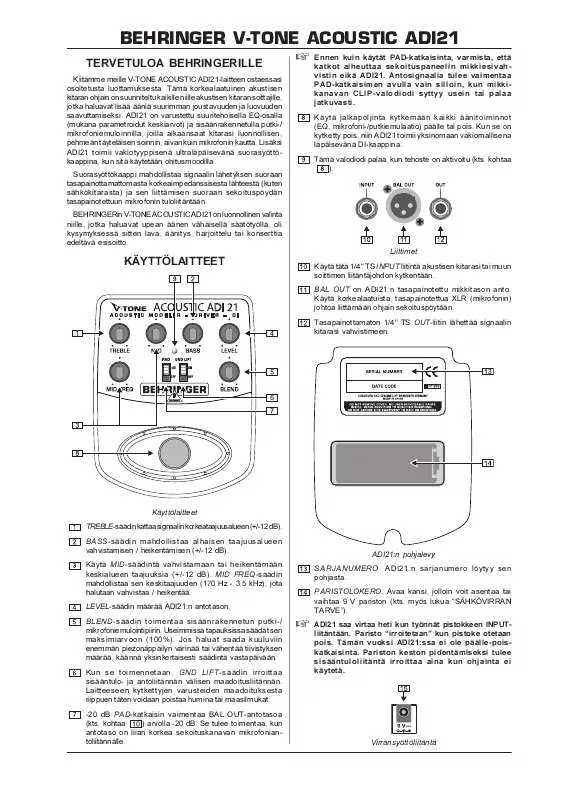 Mode d'emploi BEHRINGER ADI21