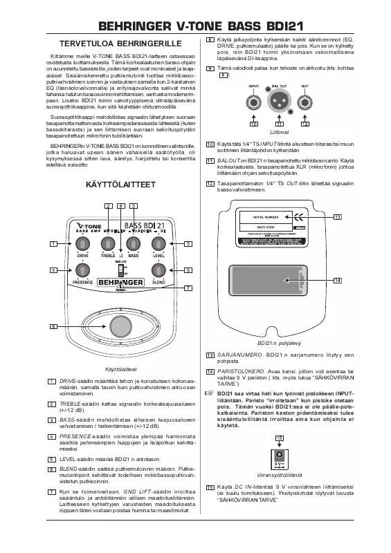 Mode d'emploi BEHRINGER BDI21