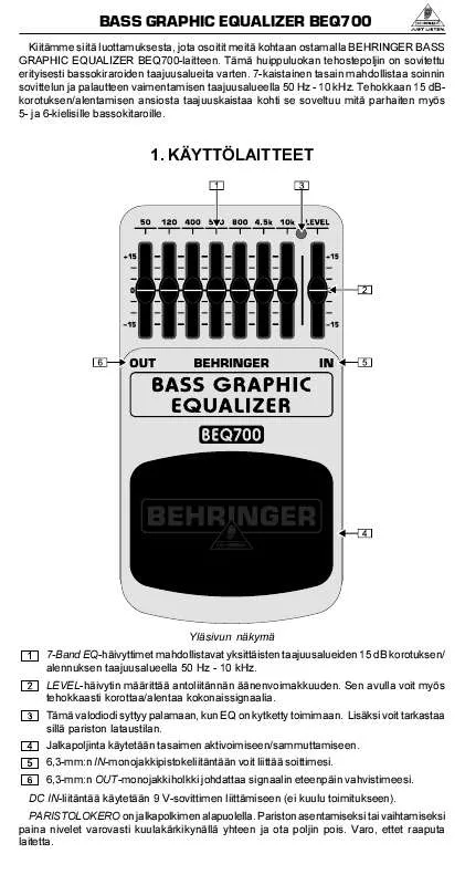 Mode d'emploi BEHRINGER BEQ700