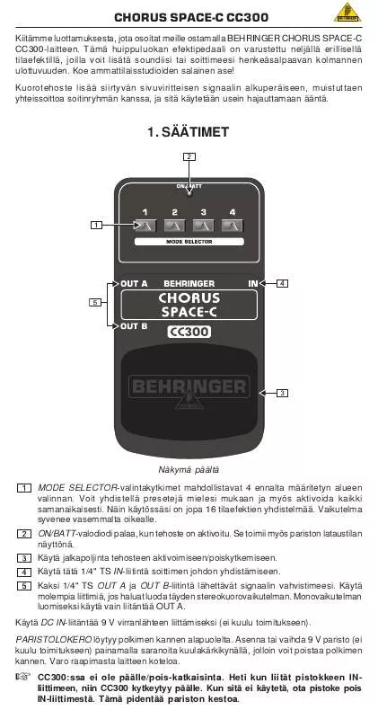 Mode d'emploi BEHRINGER CC300