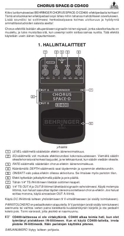 Mode d'emploi BEHRINGER CD400