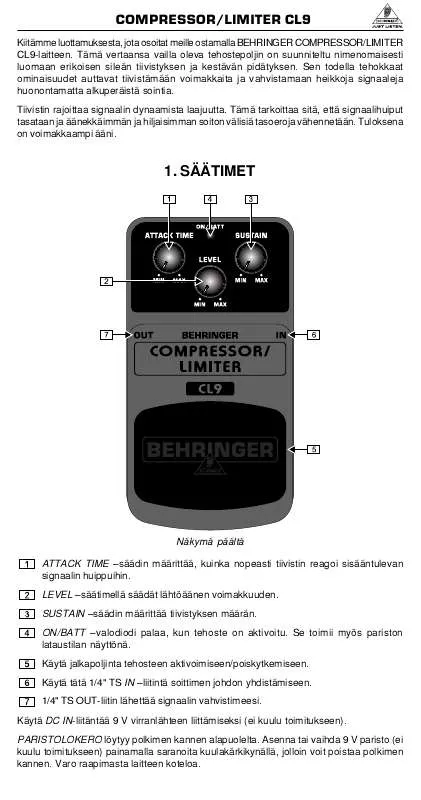 Mode d'emploi BEHRINGER CL9